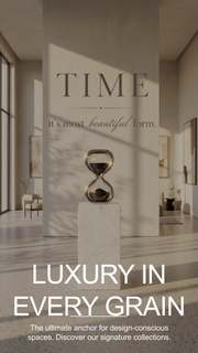 Modern Chrome Glass Hourglass with Black Sand | Luxury Decorative Sand Timer